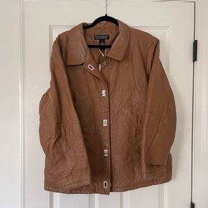vintage leather jacket with cool buttons (plus size)